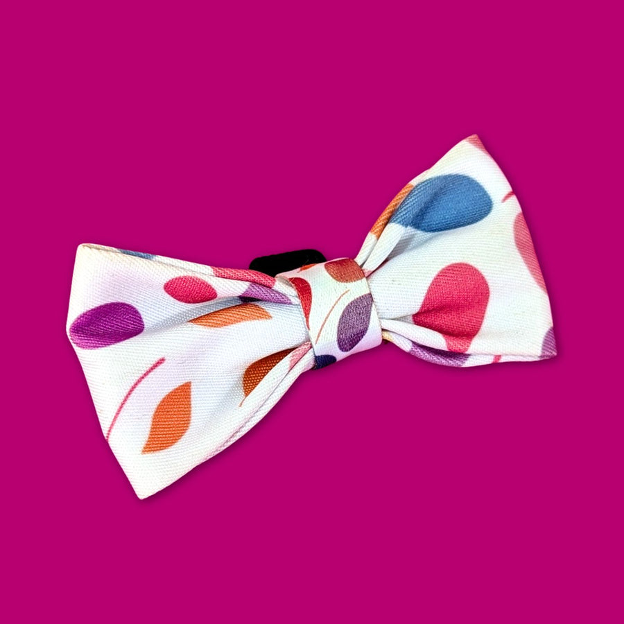 Noeud papillon original de la collection Pétales aux motifs de pétales multicolores