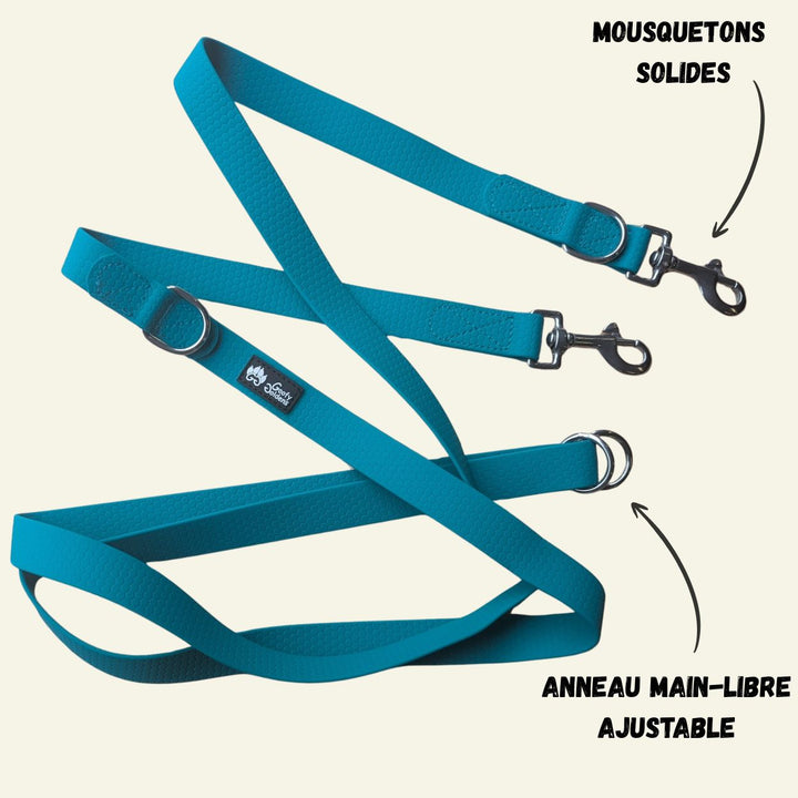 Laisse multiposition imperméable Bleu paon