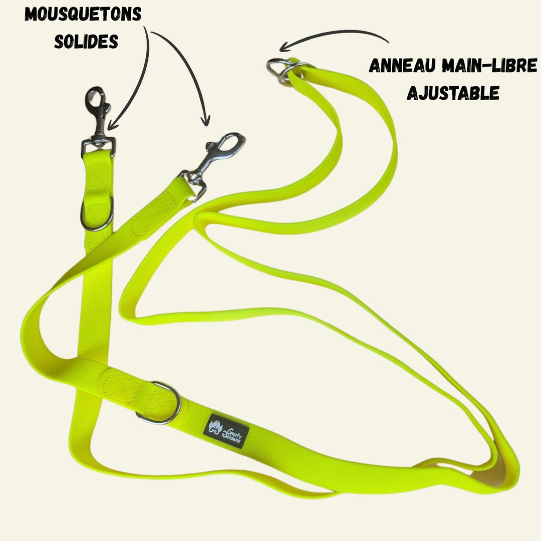 Laisse multiposition imperméable Jaune fluo