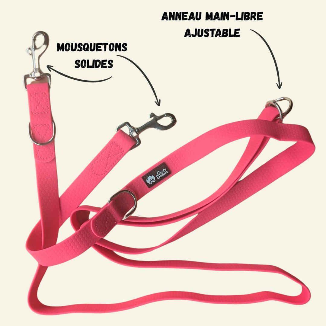 Laisse multiposition imperméable Rose fluo