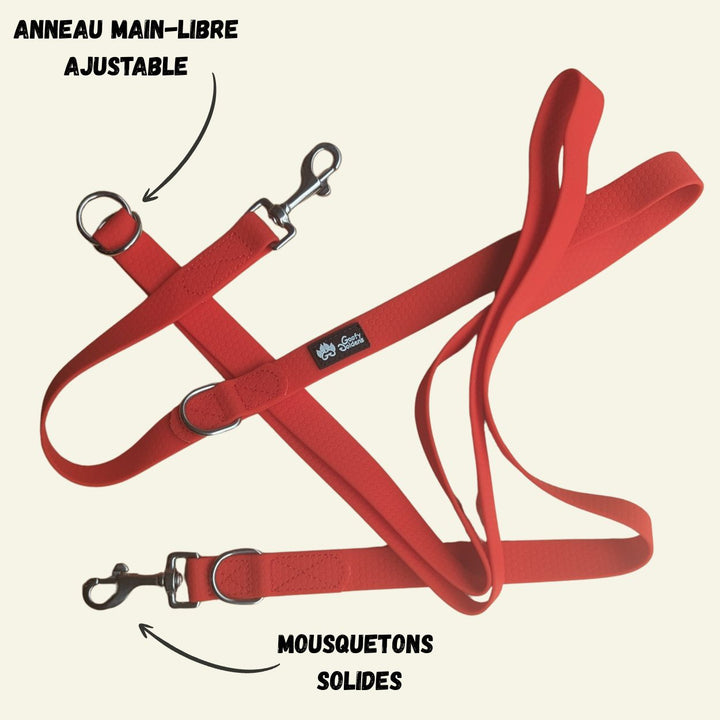Laisse multiposition imperméable Rouge