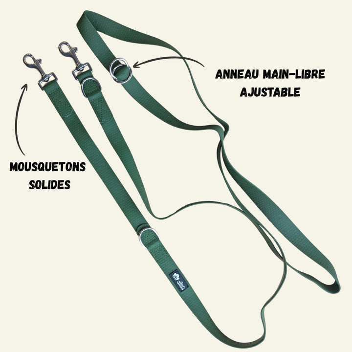 Laisse multiposition imperméable Vert kaki