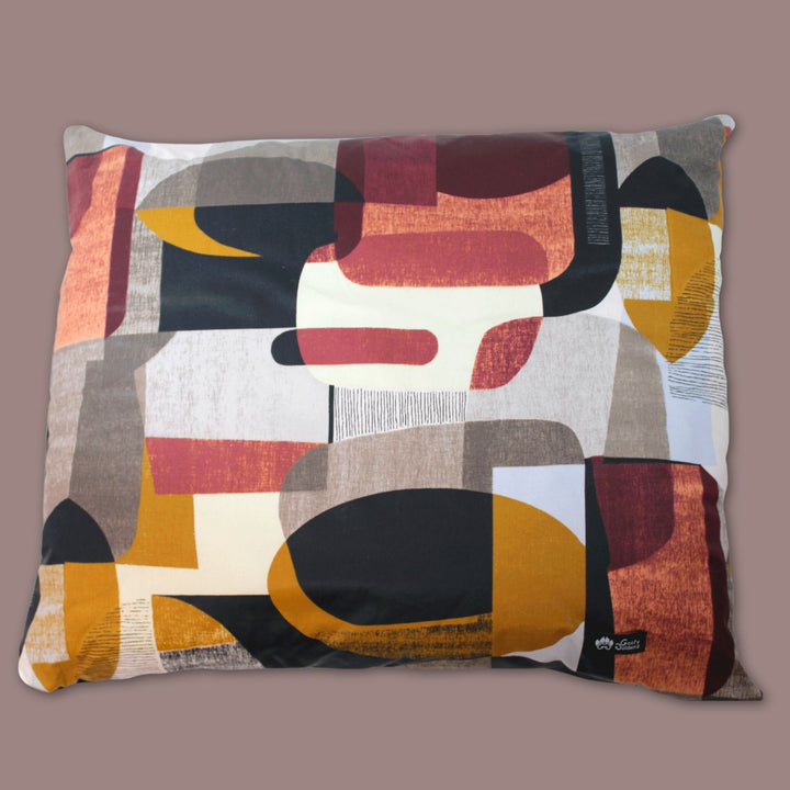 Coussin pour chien confortable et déperlant avec housse déhoussable de la collection Automne aux tons gris marron et pourpre