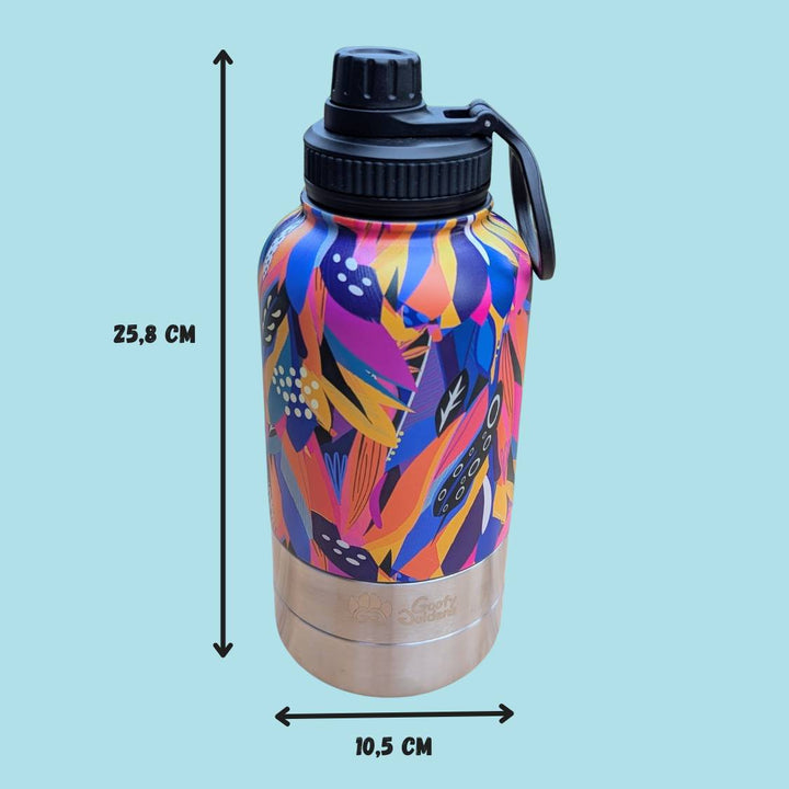 Gourde pour chien Panache, 1000 ml, avec deux contenants vissables de 250 ml et 270 ml et un bec verseur facile à utiliser.