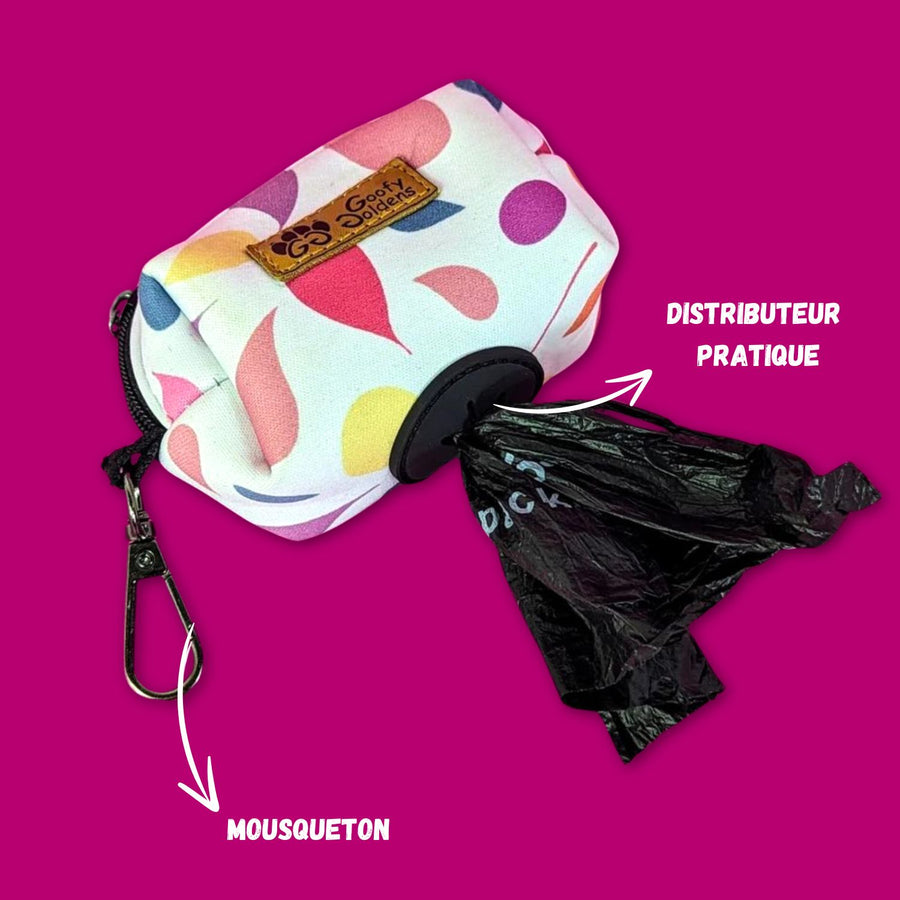 Pochettes de sacs à dejections canine avec un sac noir en guise d'exemple