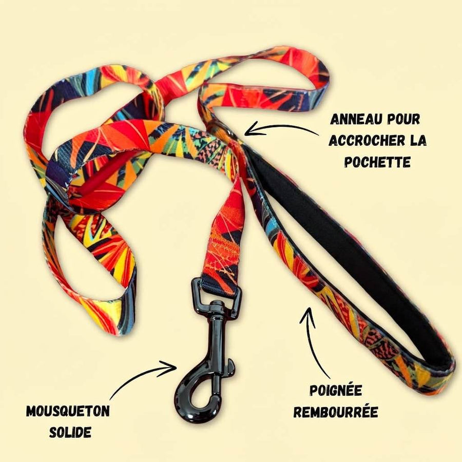 Laisse Tropical déroulée aux tons vifs. La laisse Goofy Goldens présente une poignée conçu pour votre confort et un crochet noir solide.
