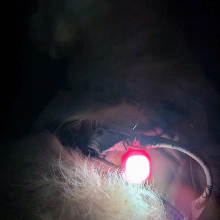 zoom sur le pendentif luminuex LED allumé dans la nuit