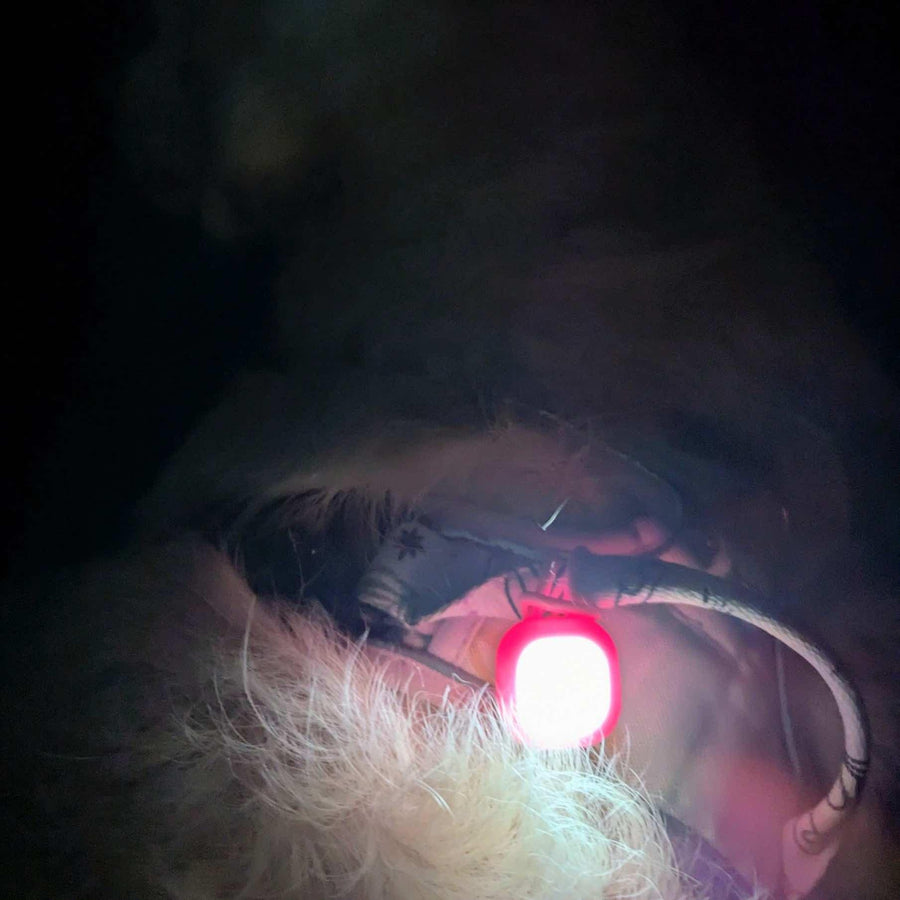 zoom sur le pendentif luminuex LED allumé dans la nuit